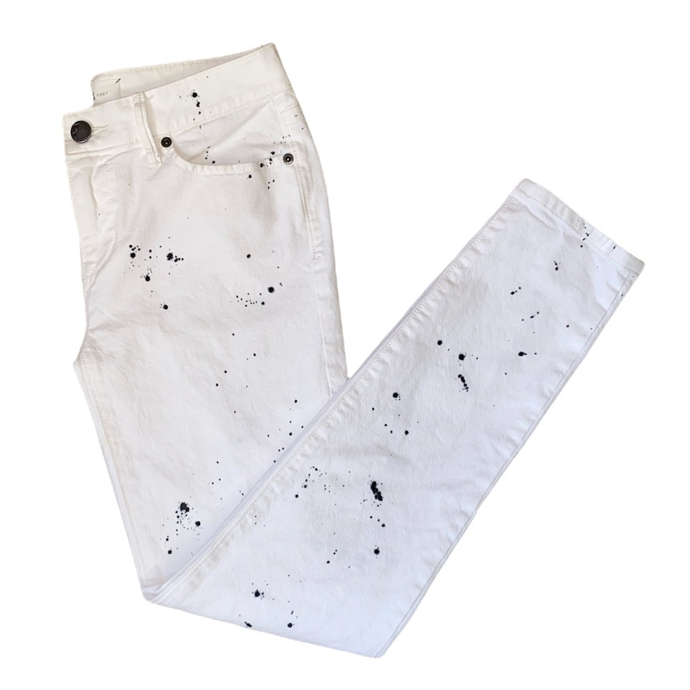 Lou & Grey Black Ink Splatter Slouchy Skinny White Jeans